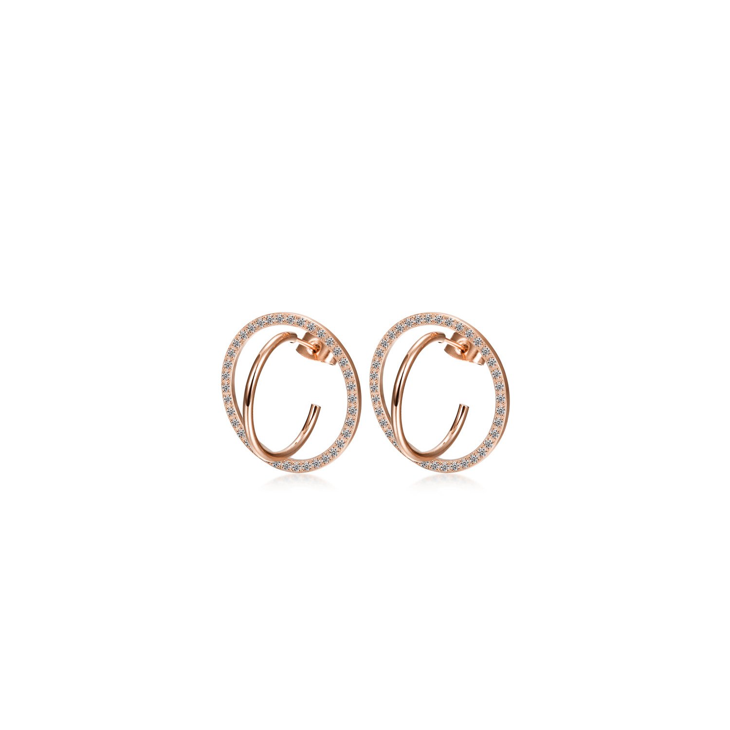 CZ Encrusted Coil-Link Earrings made of surgical stainless steel with gold plating, featuring sparkling cubic zirconia stones.