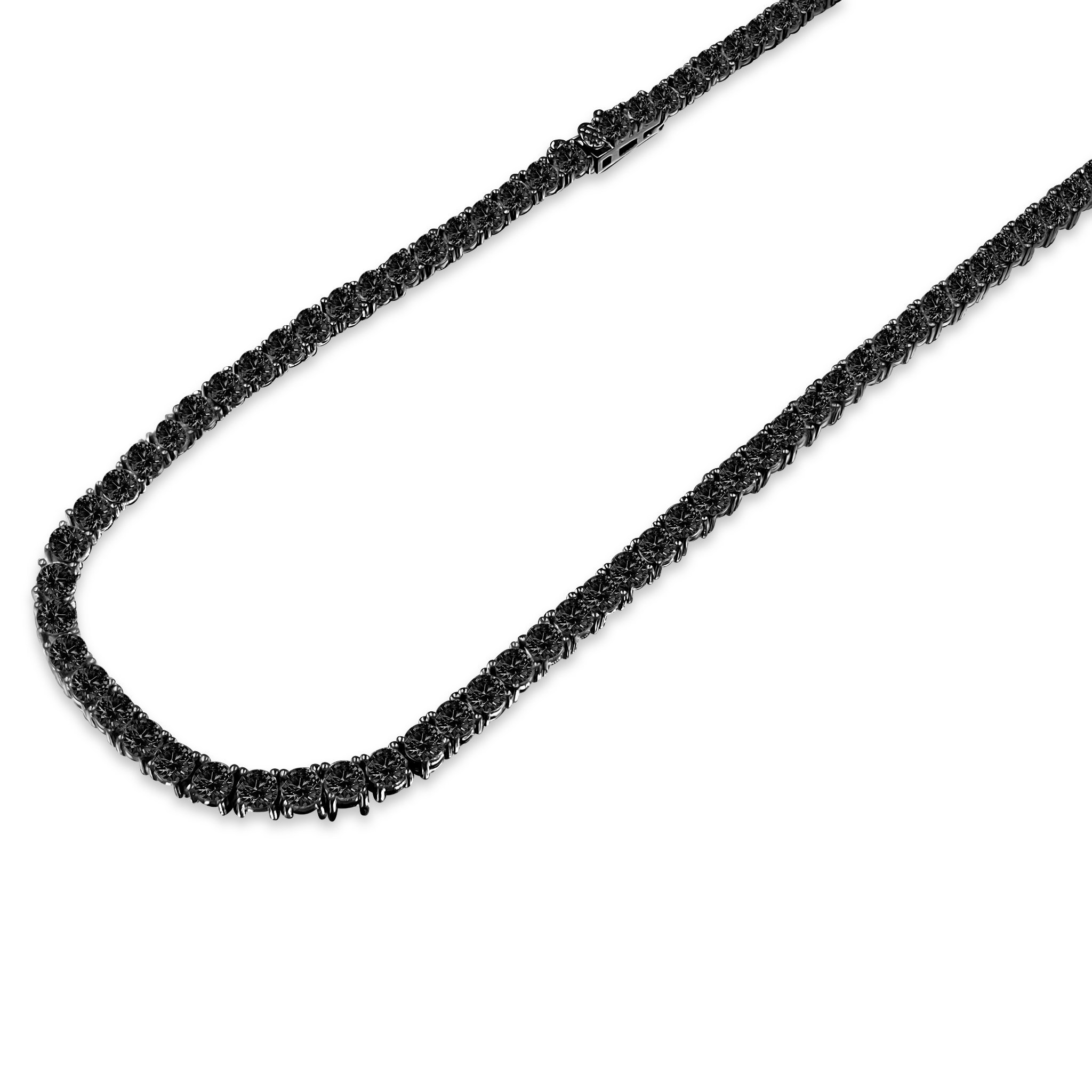 CZ One Row Black Chain, 22 inches long with sparkling cubic zirconia accents, elegantly displayed against a neutral background.