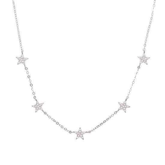 CZ Stars Choker necklace featuring delicate cubic zirconia stars on a sterling silver chain, elegantly designed to enhance the neckline.