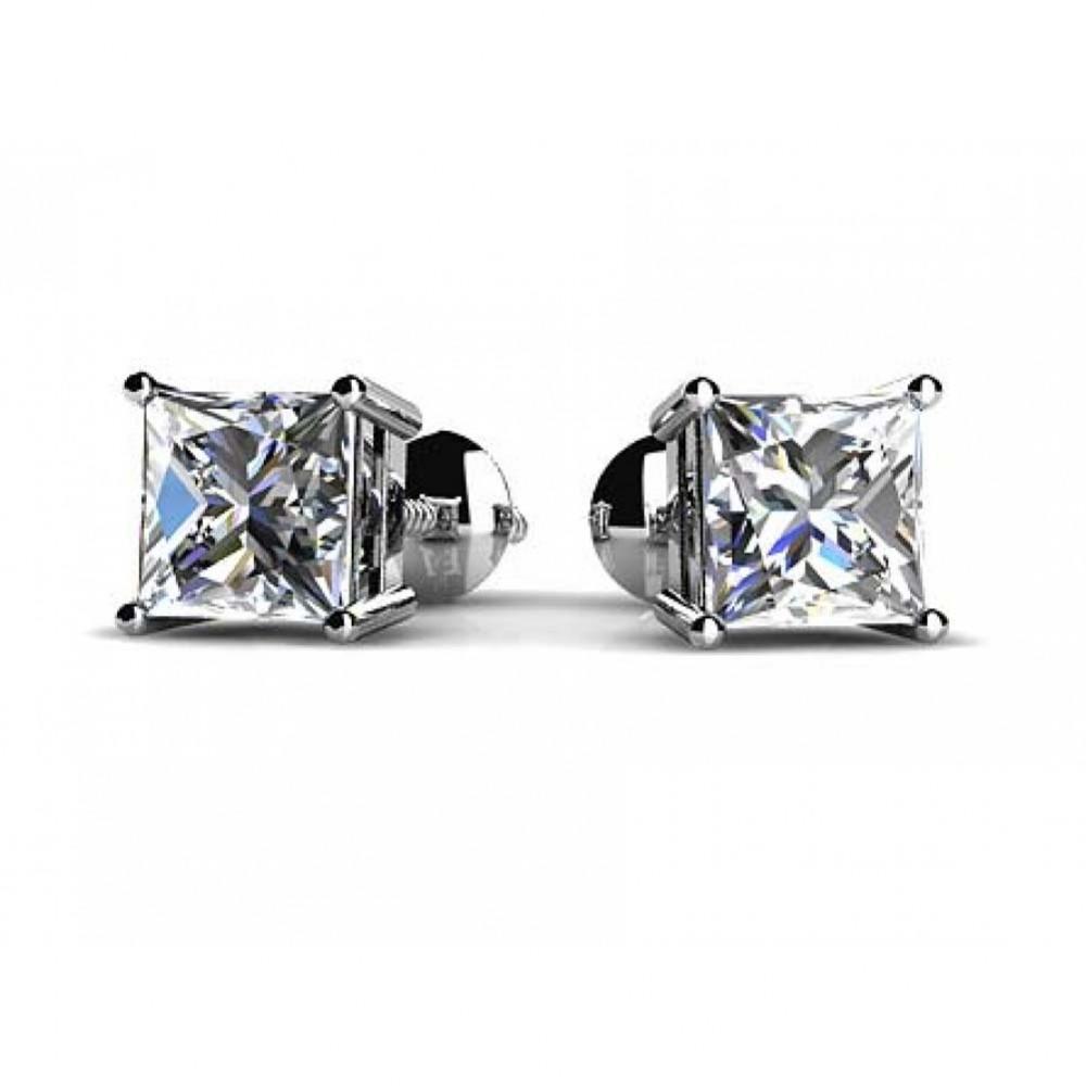 CZ Diamond Stud Earrings in Rhodium, Gold, and Black Plated finishes, showcasing their elegant design and sparkling cubic zirconia.