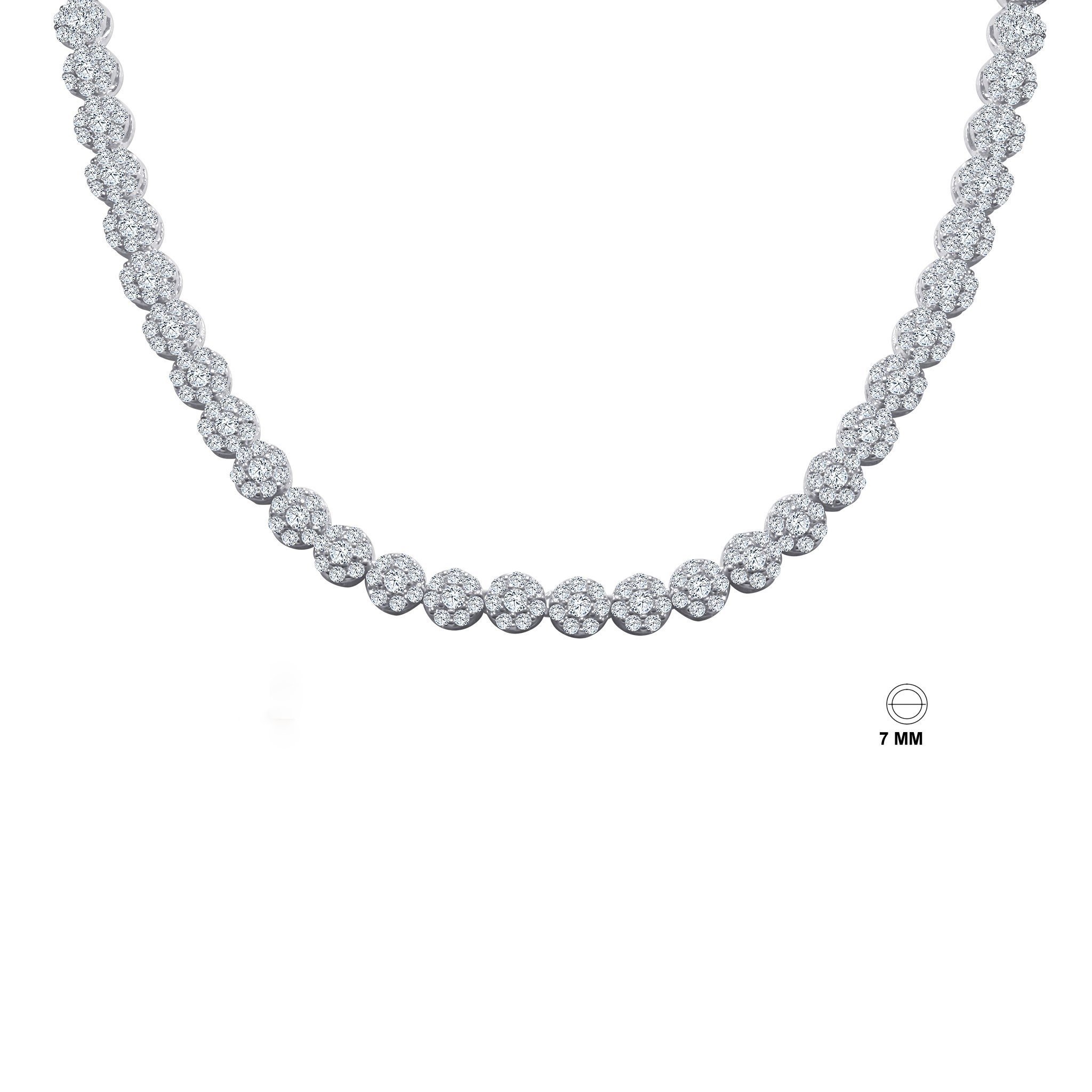 CZ Flower Chain in silver color featuring intricate flower design with sparkling cubic zirconia stones.