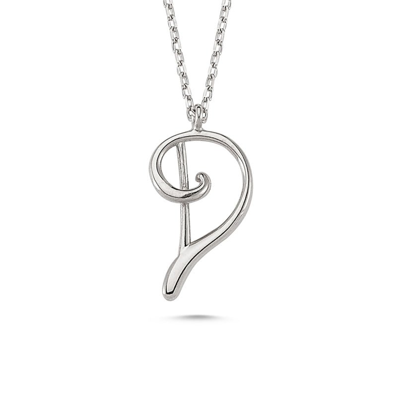 D Letter Mini Initial Silver Necklace featuring a 'D' pendant on a sterling silver chain with rose gold and rhodium plating options.