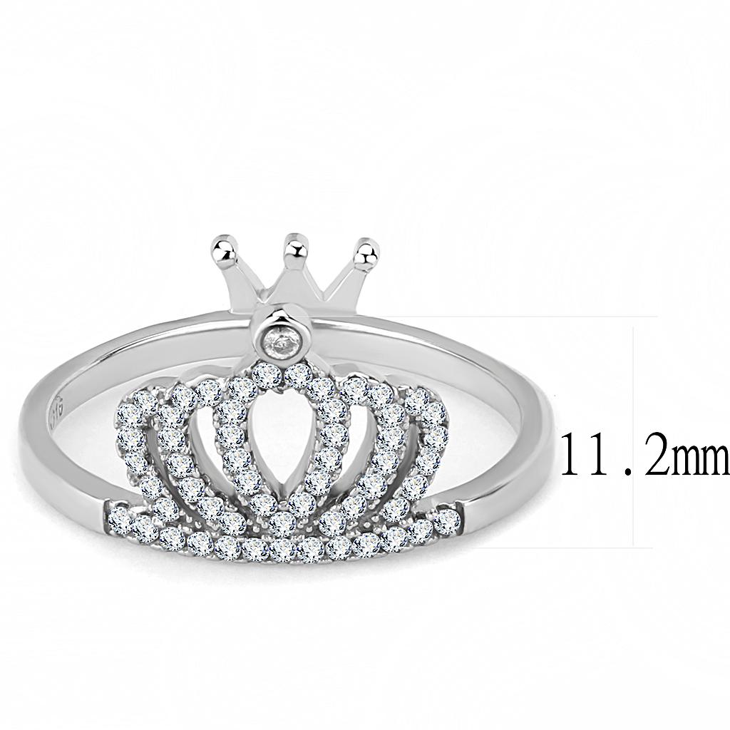 DA040 High Polished Stainless Steel Ring featuring a clear AAA Grade CZ center stone, showcasing its elegant design and shiny finish.