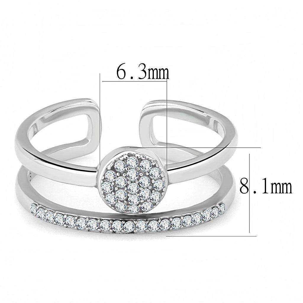 DA048 High Polished Stainless Steel Ring featuring a clear AAA Grade CZ center stone, showcasing a brilliant shine.