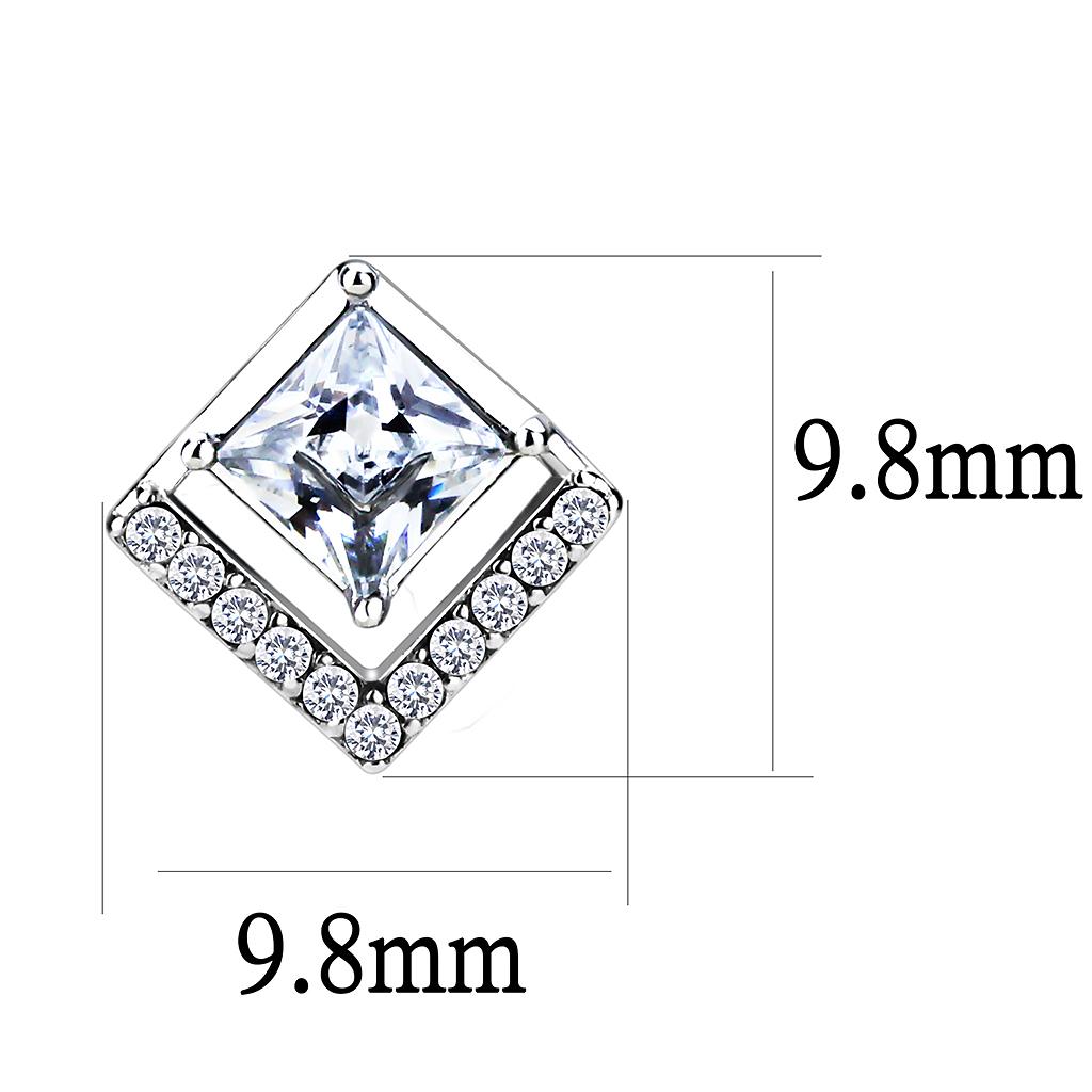 DA071 High Polished Stainless Steel Earrings featuring AAA Grade Clear CZ stone, elegantly designed for everyday wear.