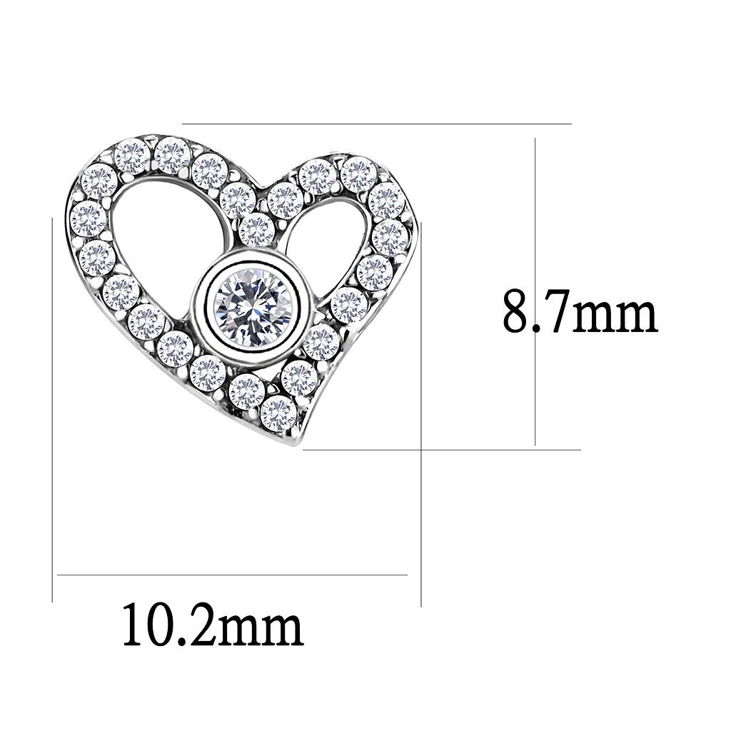 DA075 High Polished Stainless Steel Earrings featuring AAA Grade Clear CZ stone, showcasing a shiny finish and elegant design.