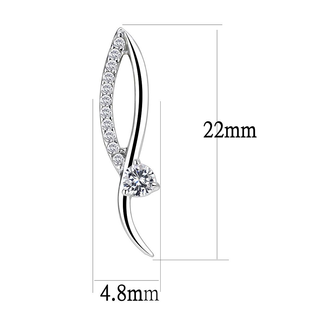 DA080 High Polished Stainless Steel Earrings featuring AAA Grade Clear CZ center stone, showcasing a shiny and elegant design.