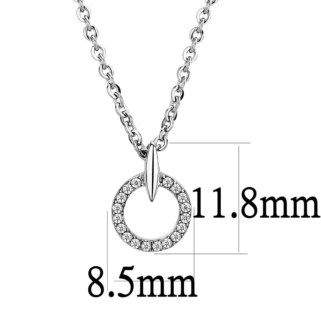 DA091 High Polished Stainless Steel Chain Pendant featuring a clear AAA Grade CZ stone, elegantly designed for durability and style.