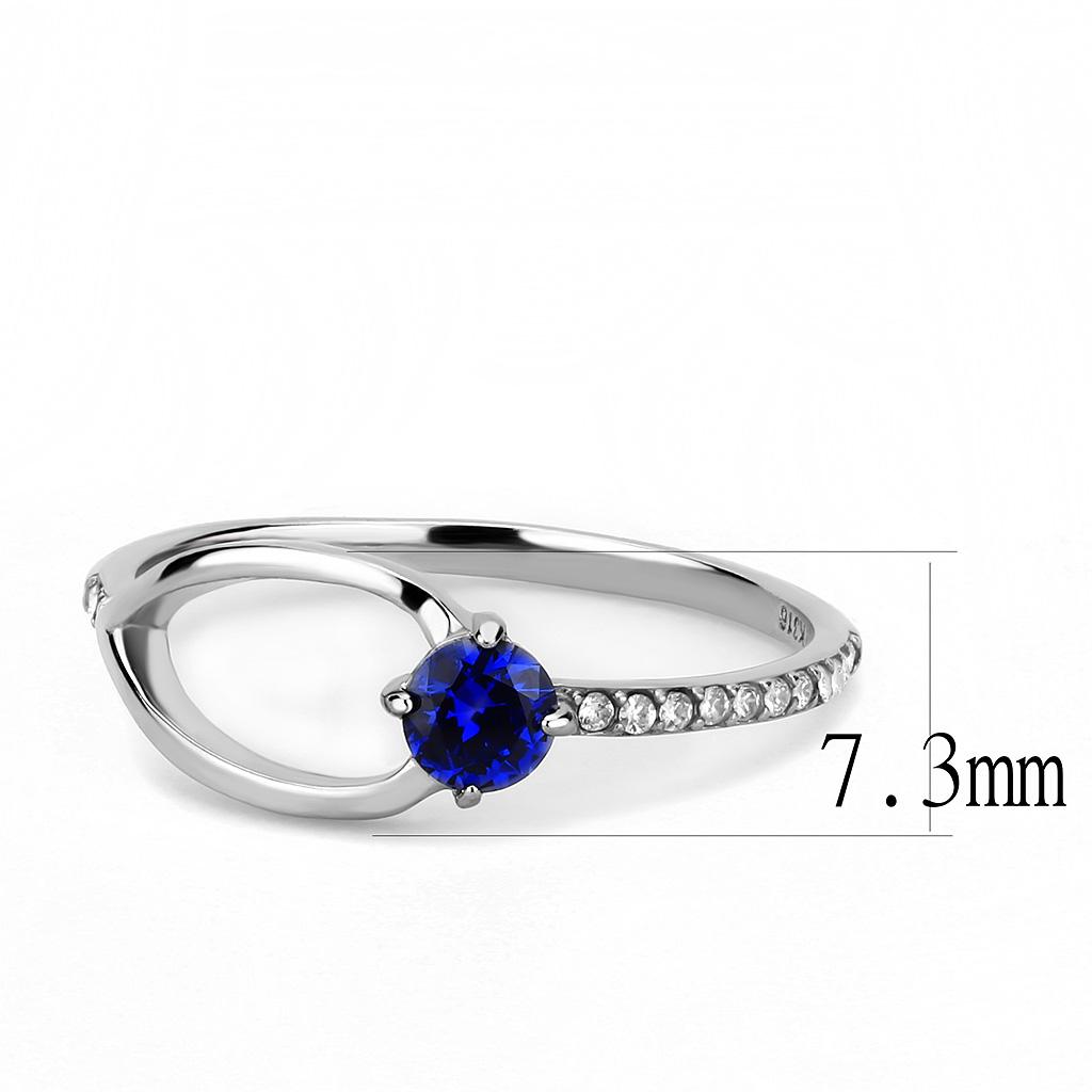 DA121 High Polished Stainless Steel Ring featuring a AAA Grade London Blue CZ stone, showcasing a sleek and modern design.