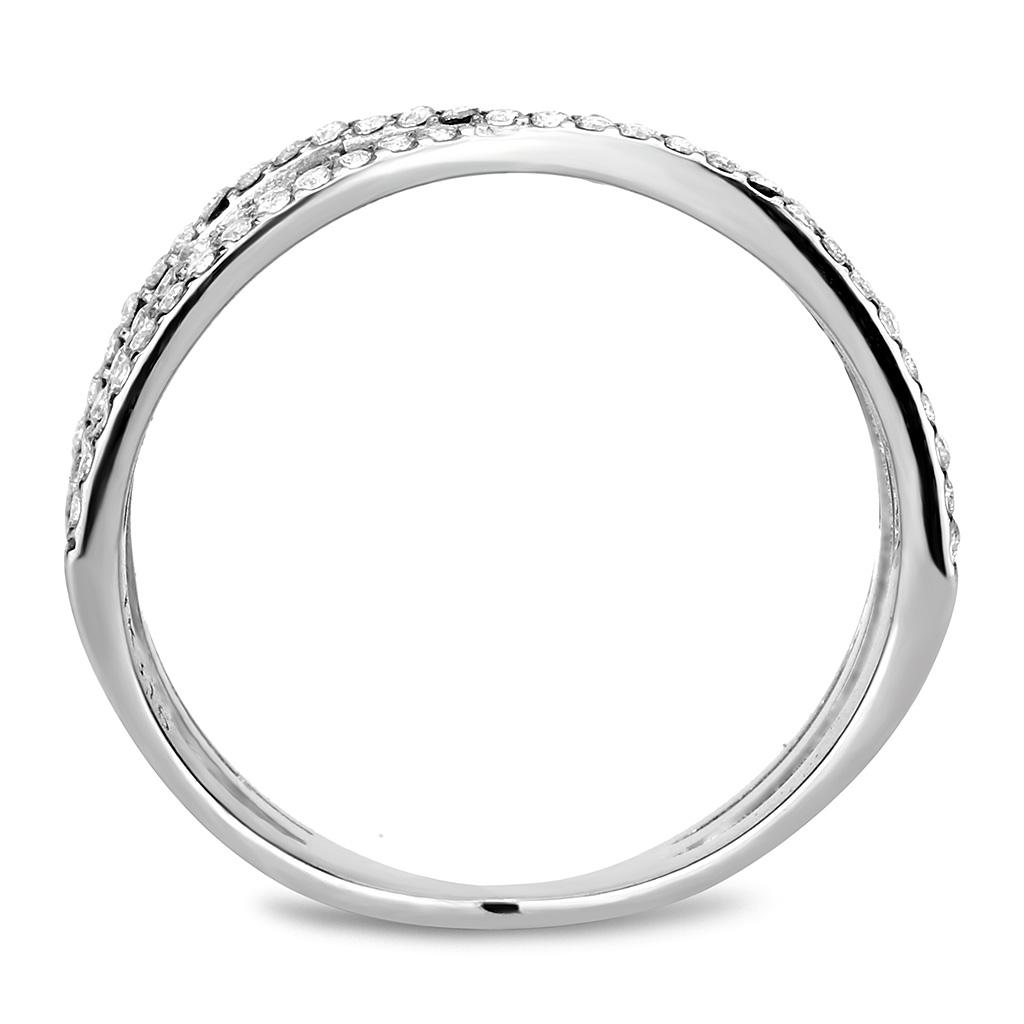 DA124 High Polished Stainless Steel Ring featuring AAA Grade clear CZ stone, showcasing its elegant design and shiny finish.