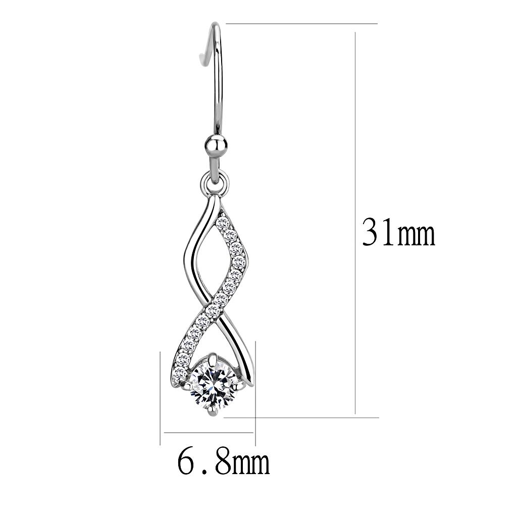 DA181 High Polished Stainless Steel Earrings featuring AAA Grade Clear CZ center stone, elegantly designed for any occasion.