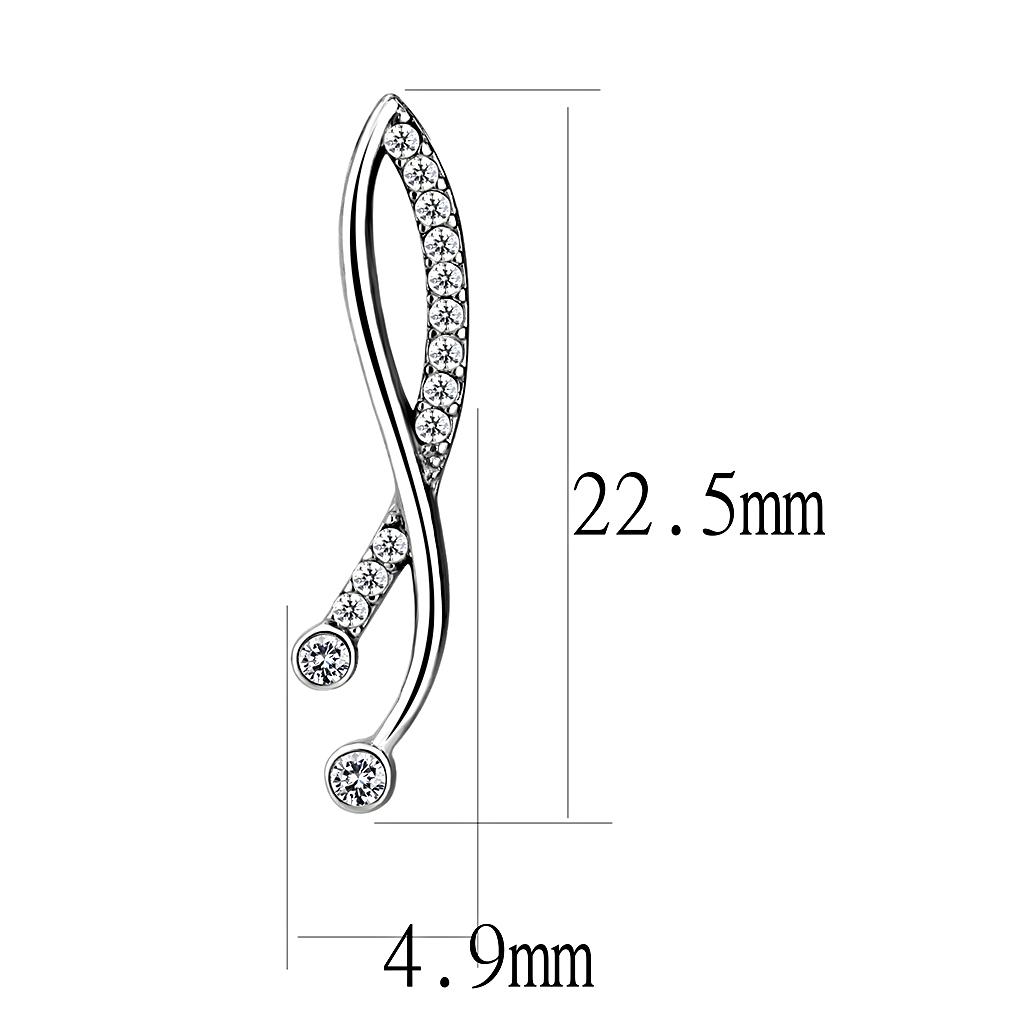 DA184 High Polished Stainless Steel Earrings featuring AAA Grade Clear CZ, showcasing a sleek and modern design.