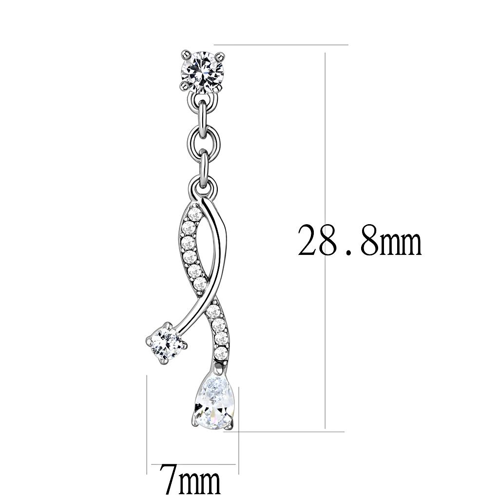 DA190 High Polished Stainless Steel Earrings featuring AAA Grade Clear CZ, showcasing their elegant design and shine.