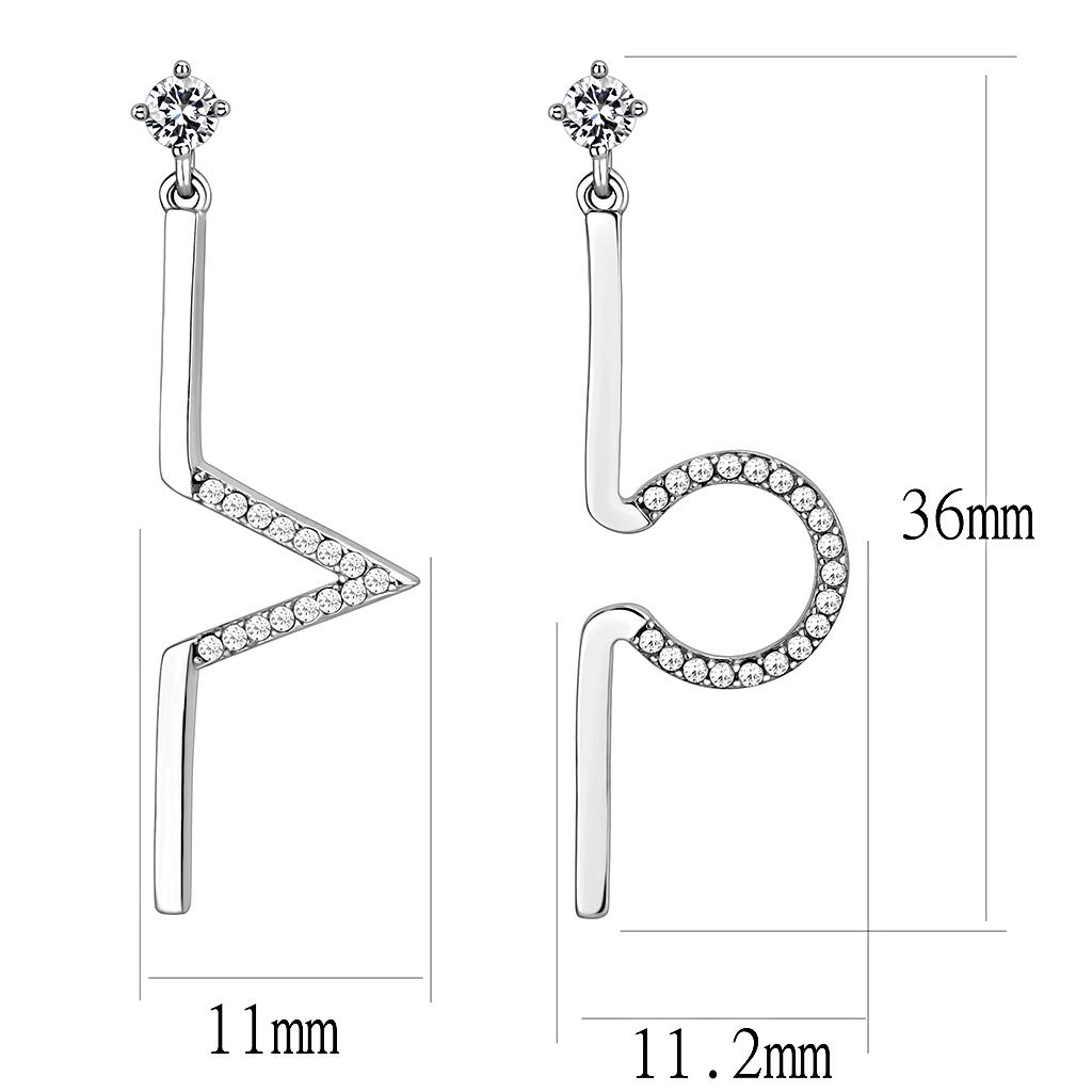 DA191 High Polished Stainless Steel Earrings featuring AAA Grade Clear CZ stone, elegantly designed for any occasion.