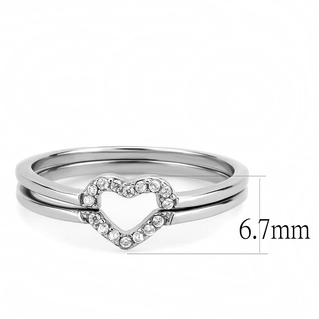 DA245 High Polished Stainless Steel Ring featuring AAA Grade clear CZ center stone, showcasing a brilliant shine and elegant design.