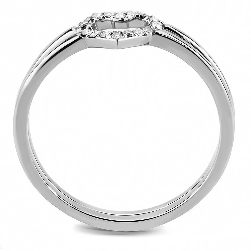 DA245 High Polished Stainless Steel Ring featuring AAA Grade clear CZ center stone, showcasing a brilliant shine and elegant design.