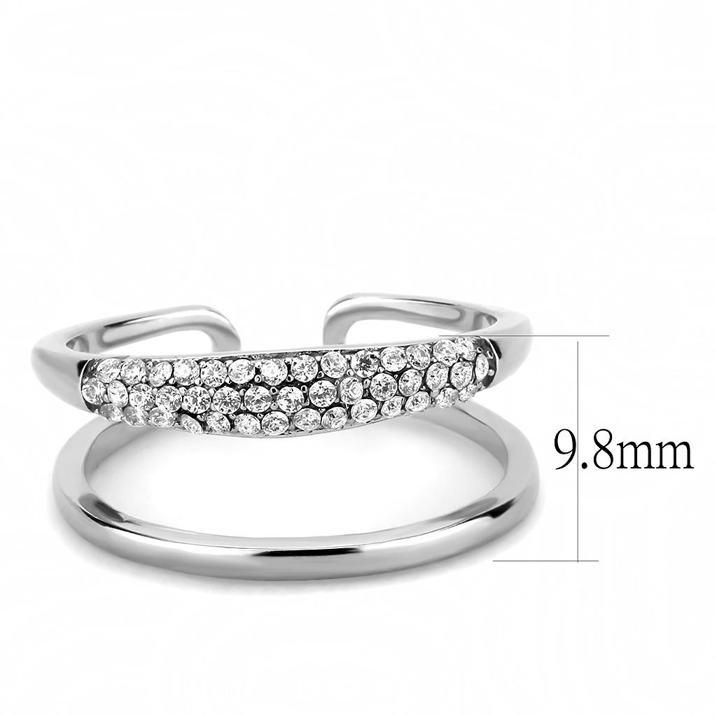 DA247 High Polished Stainless Steel Ring featuring AAA Grade clear CZ center stone, showcasing its elegant design and shiny finish.