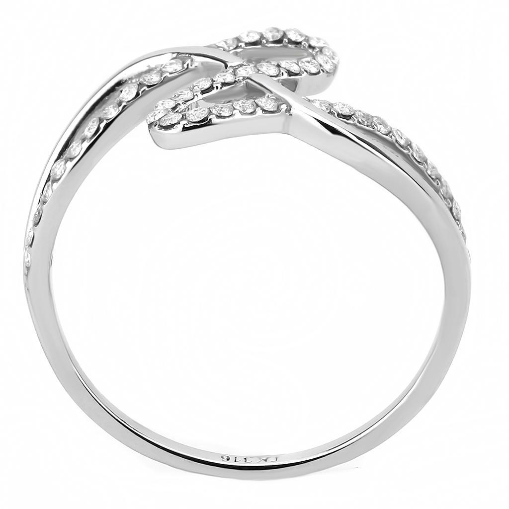 DA265 High Polished Stainless Steel Ring featuring AAA Grade clear CZ center stone, showcasing a sleek and modern design.