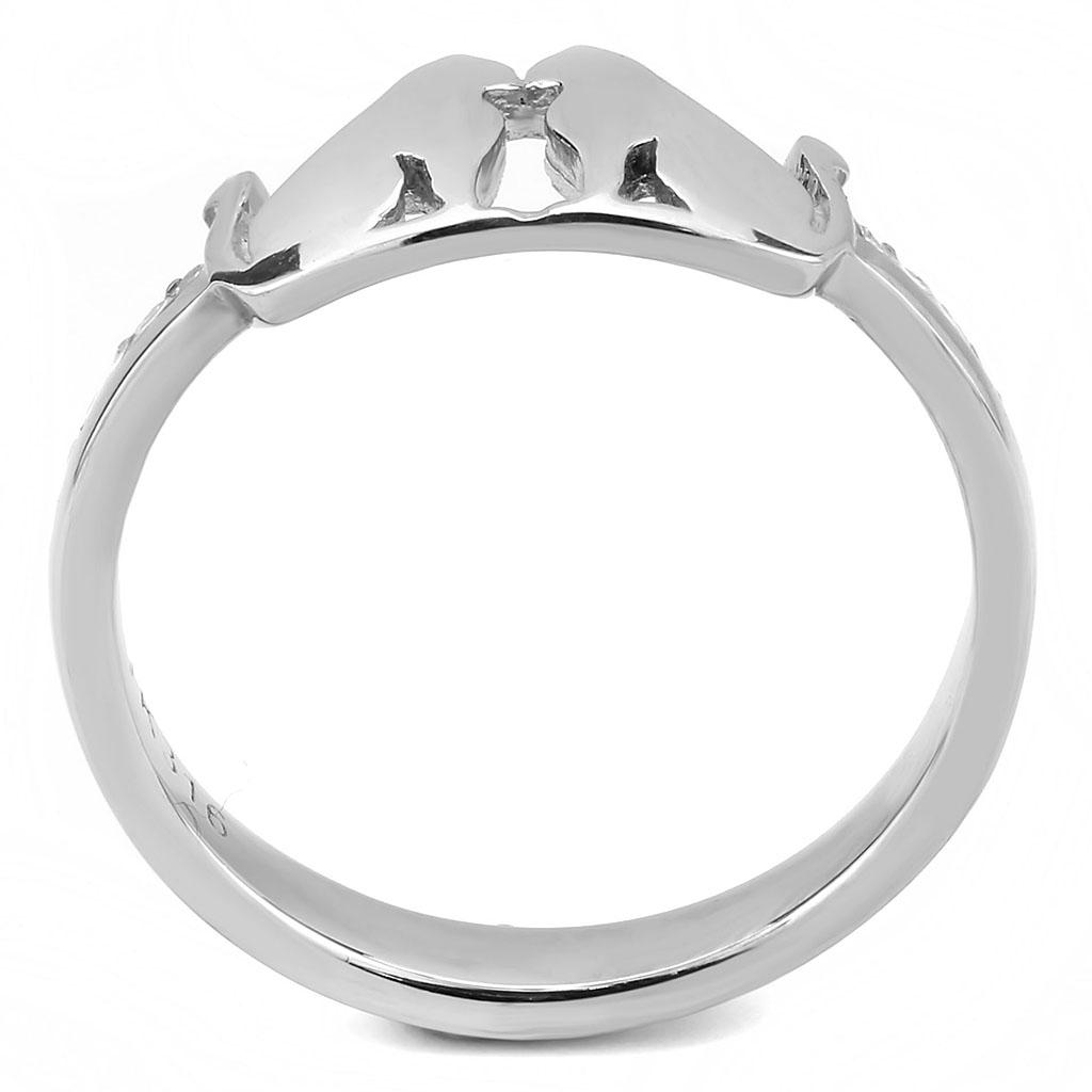 DA309 No Plating Stainless Steel Ring featuring a clear AAA Grade CZ stone, showcasing its elegant design and shine.