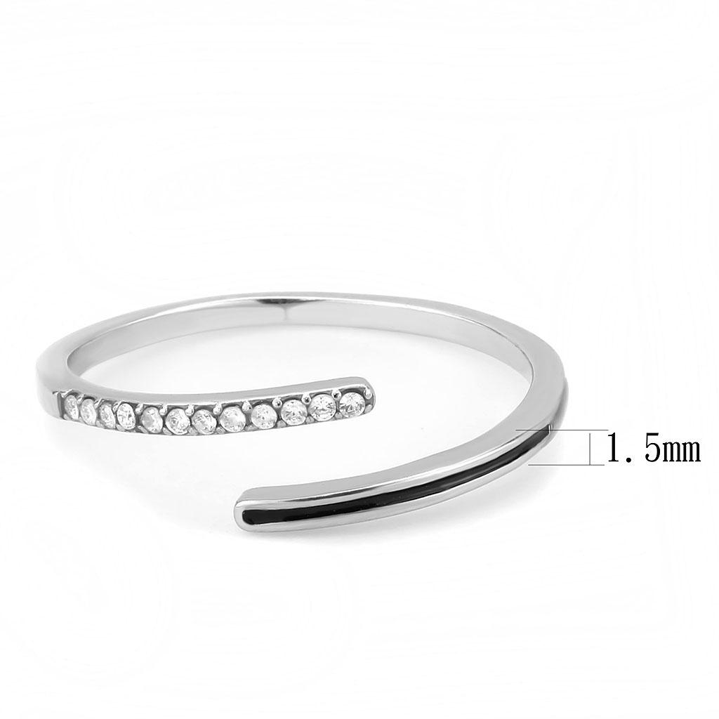 DA312 No Plating Stainless Steel Ring featuring a jet epoxy center stone, showcasing a sleek and modern design.