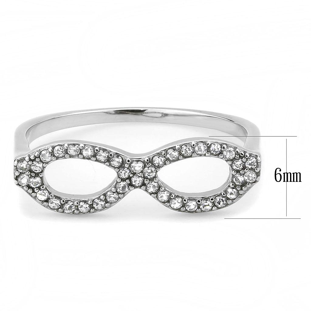 DA315 No Plating Stainless Steel Ring featuring a clear AAA Grade cubic zirconia stone, showcasing its elegant design and durability.