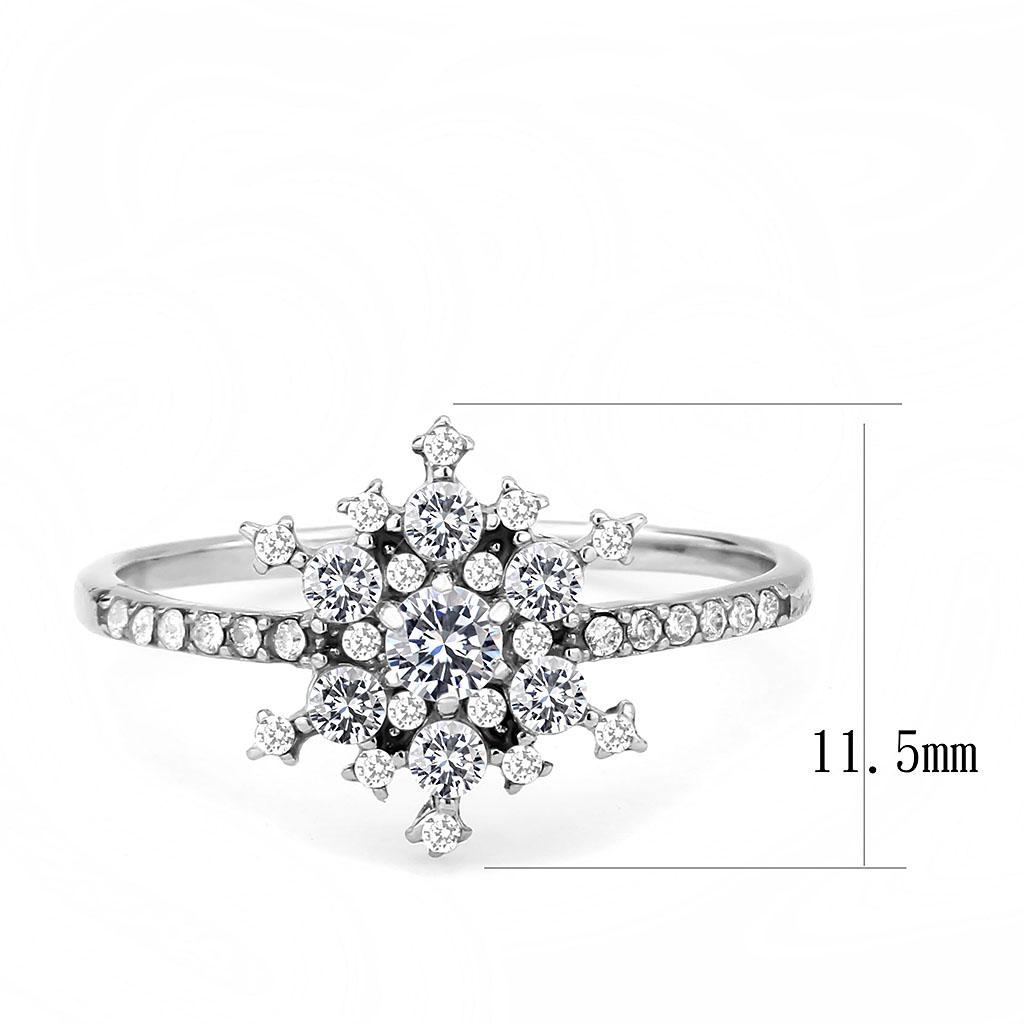 DA317 No Plating Stainless Steel Ring featuring a clear AAA Grade CZ stone, showcasing its sleek design and brilliance.