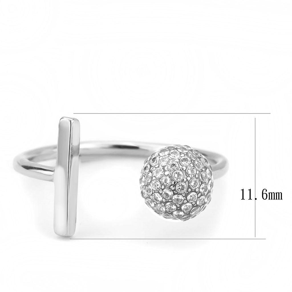 DA318 No Plating Stainless Steel Ring featuring a clear AAA Grade CZ stone, showcasing its elegant design and brilliant sparkle.