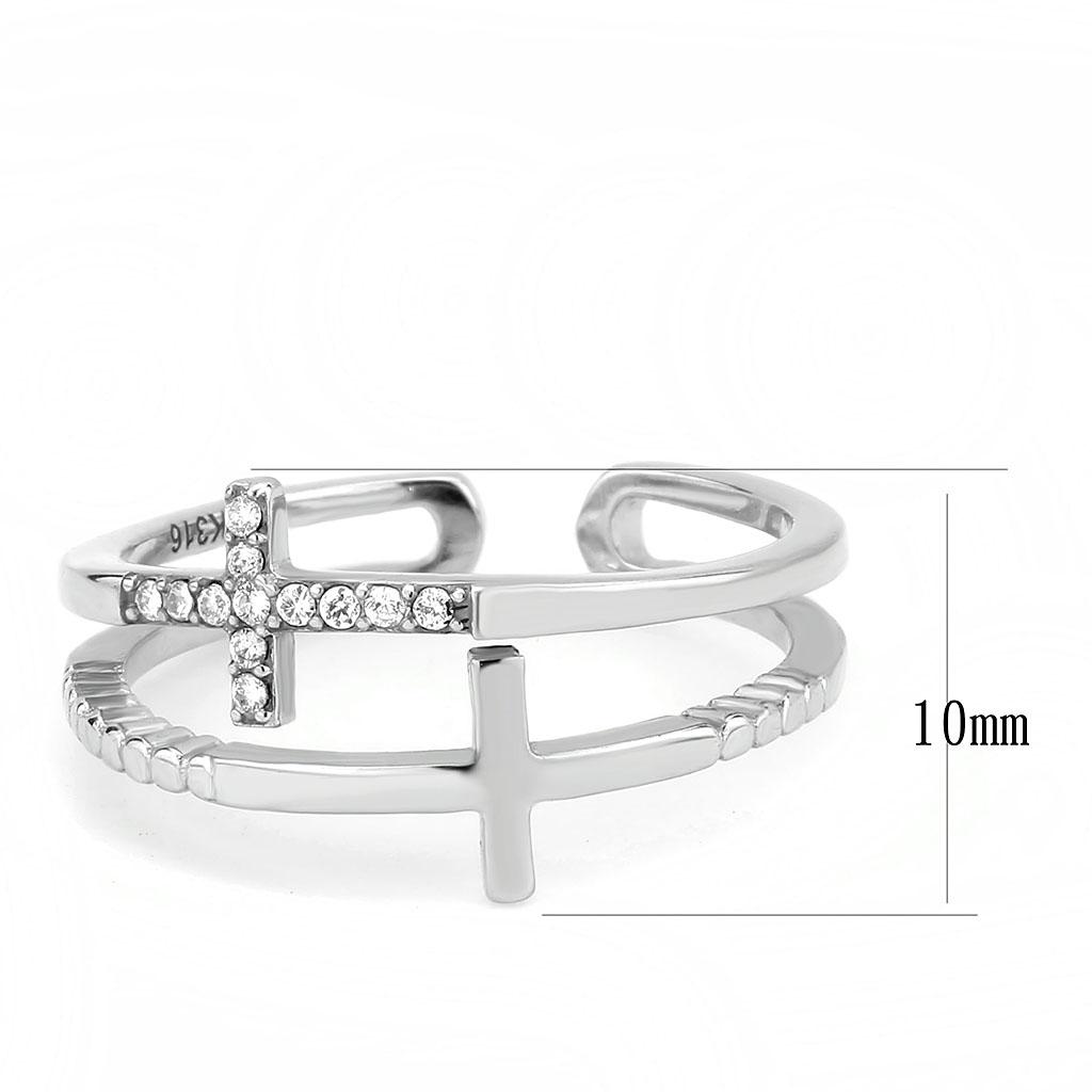 DA319 No Plating Stainless Steel Ring featuring a clear AAA Grade CZ stone, showcasing its elegant design and durable material.