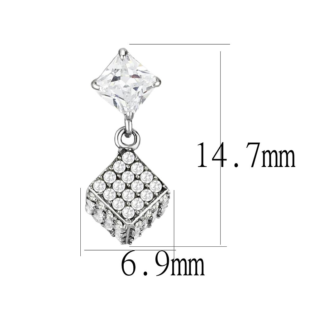 DA332 No Plating Stainless Steel Earrings featuring AAA Grade CZ, showcasing a clear center stone in a stylish design.