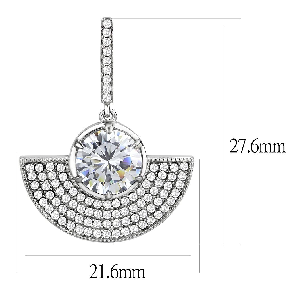 DA334 No Plating Stainless Steel Earrings featuring AAA Grade CZ, showcasing a clear center stone and sleek design.