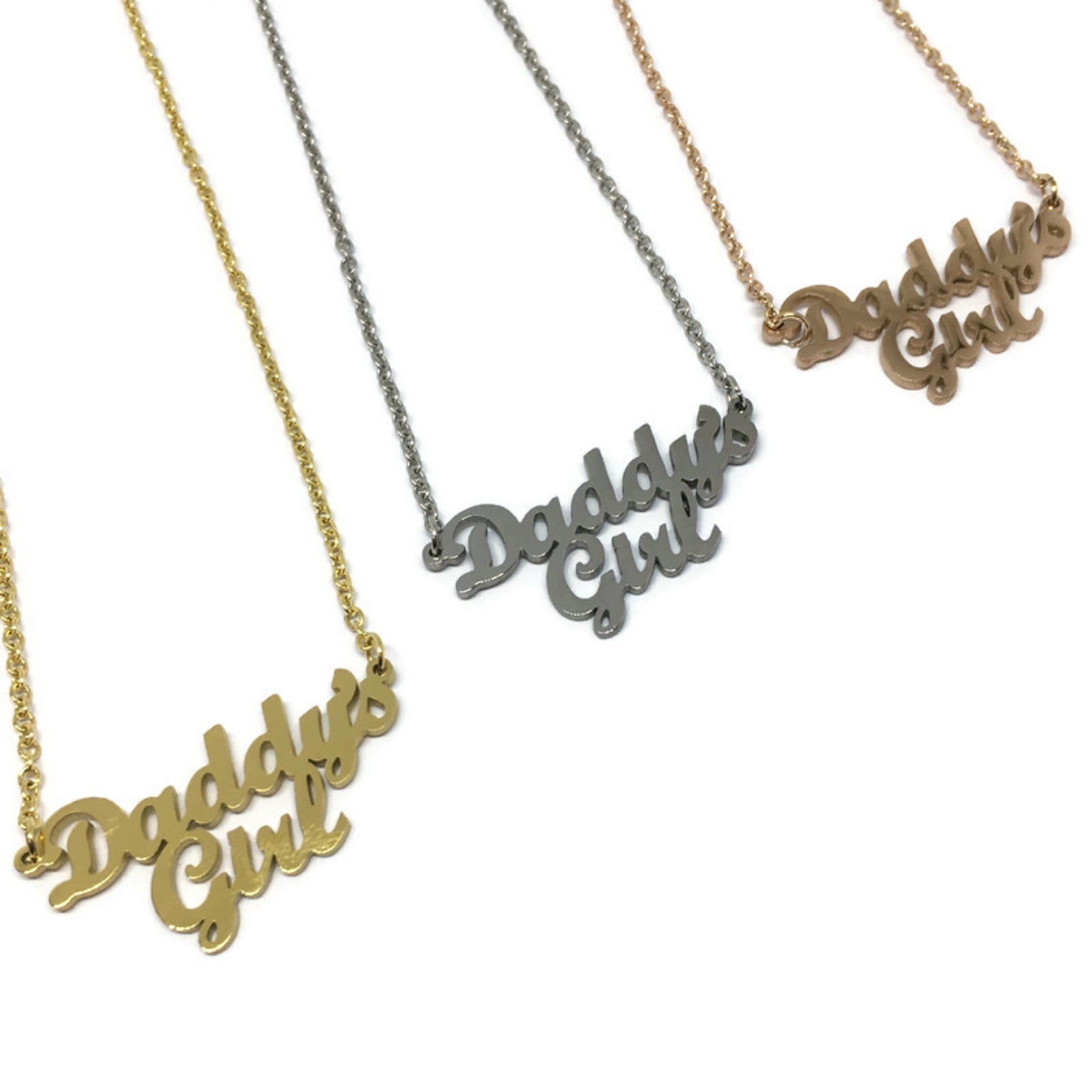 Daddy's Girl Signature Necklace made of stainless steel with a stylish pendant and chain.