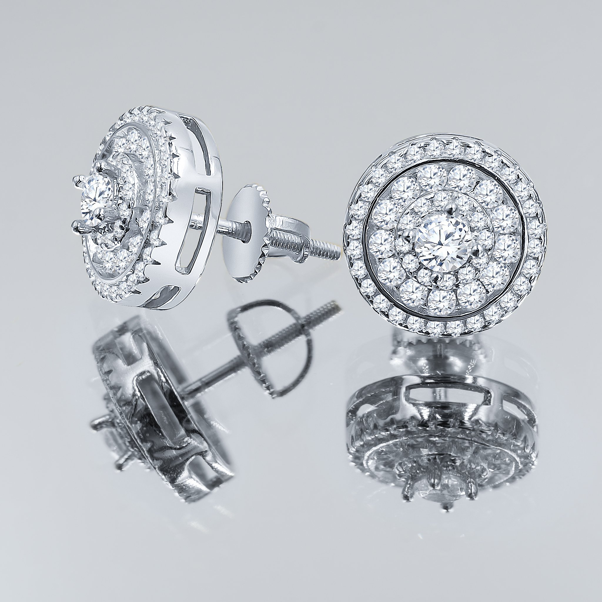 DAINTY Screw Back Earrings featuring 925 Sterling Silver and sparkling Cubic Zircon stones, elegantly designed for a sophisticated look.