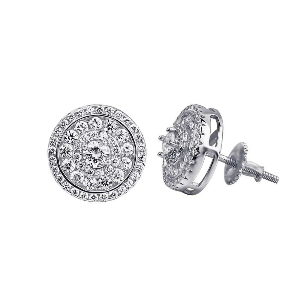 DAINTY Screw Back Earrings featuring 925 Sterling Silver and sparkling Cubic Zircon stones, elegantly designed for a sophisticated look.