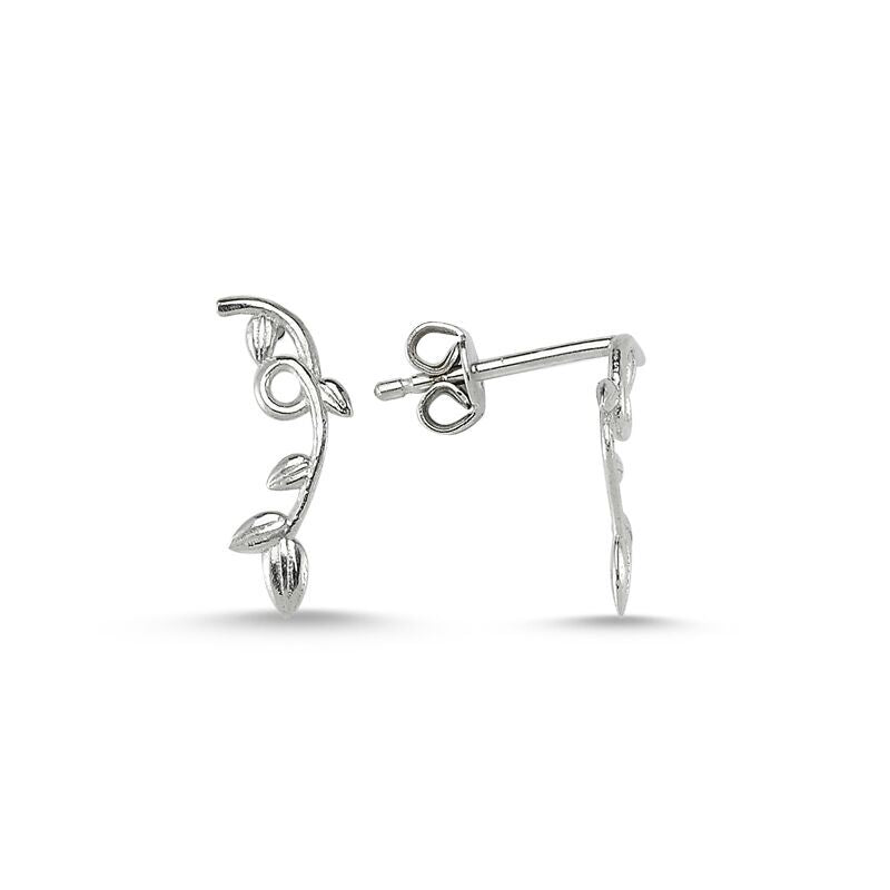 Dainty Silver Delicate Ivy Branch Ear Cuffs Earrings, handcrafted in 925 Sterling Silver with intricate ivy design.