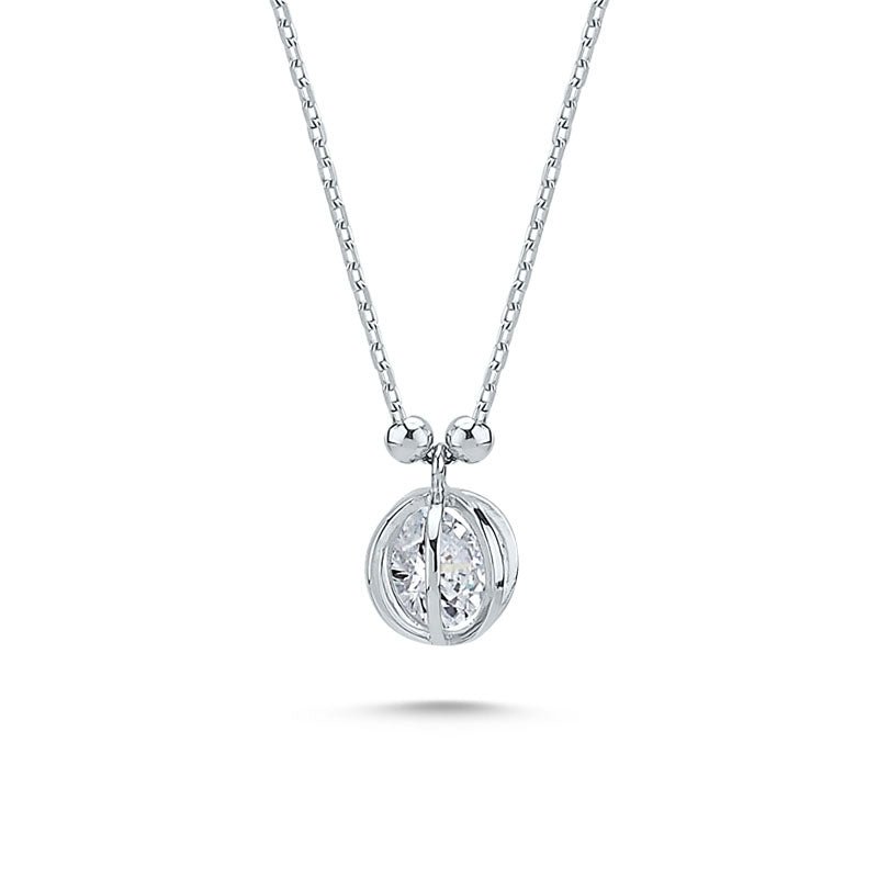 Dainty silver necklace featuring a sparkling CZ crystal pendant, handmade with 925 sterling silver and available in various finishes.