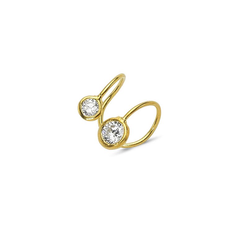 Dainty Simple Mini Bezel Ear Cuff Earrings in Silver with clear CZ crystals, handmade from 925 sterling silver.