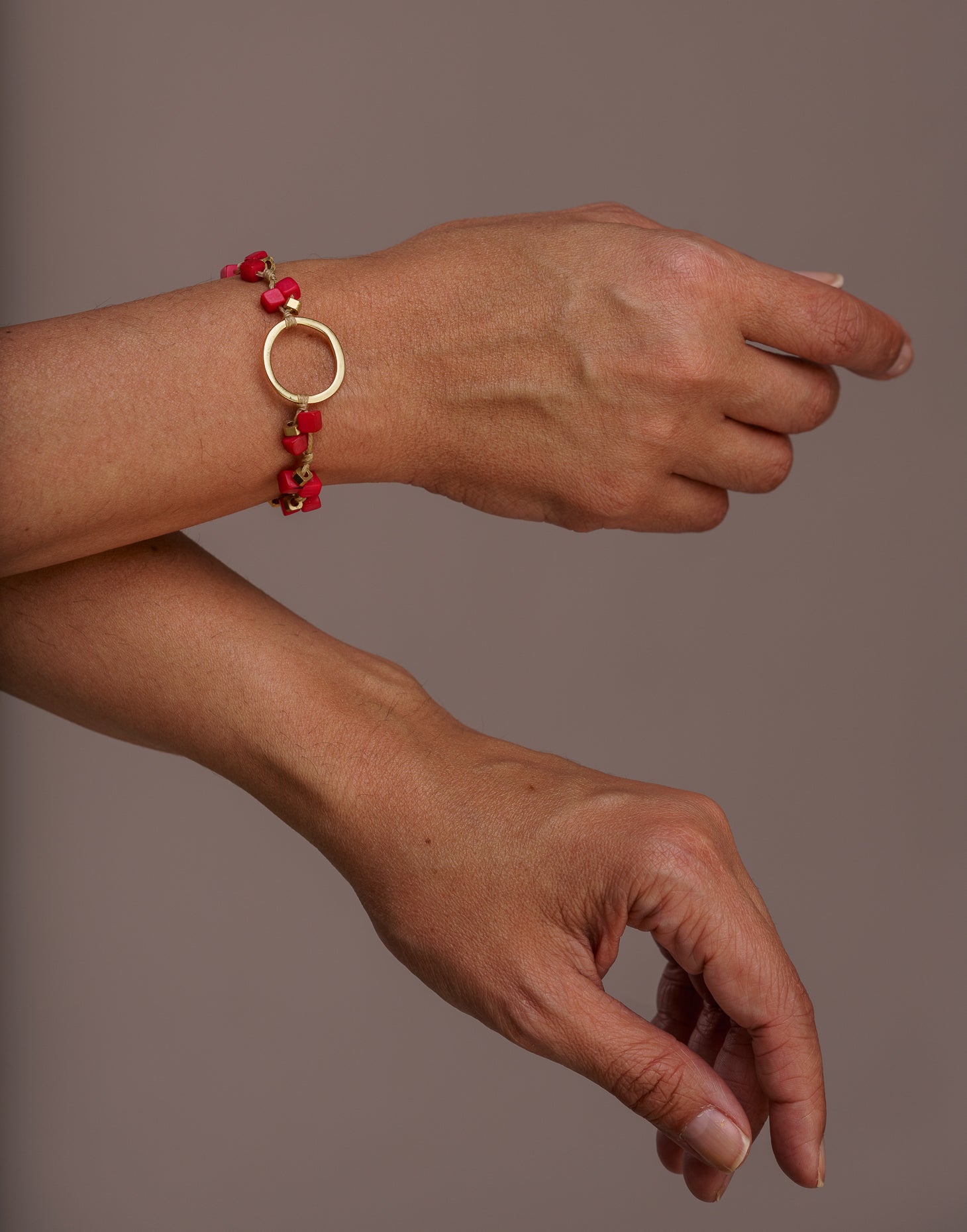 A delicate Dainty Tagua Bracelet featuring mini tagua squares and brass details, elegantly displayed on a soft background.