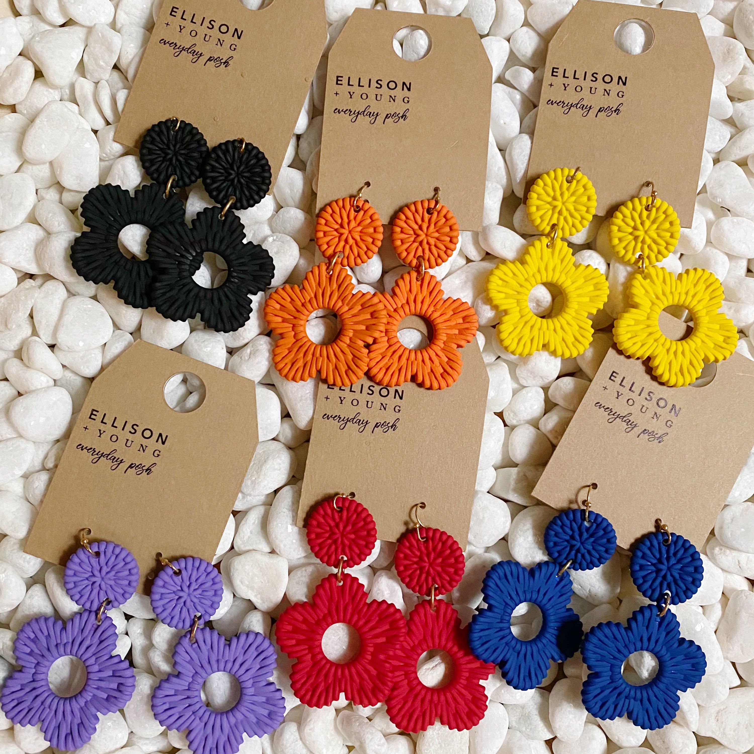 Daisy Drop Game Day Earrings featuring flower detailing, lightweight design, and vibrant colors, perfect for everyday and game day wear.