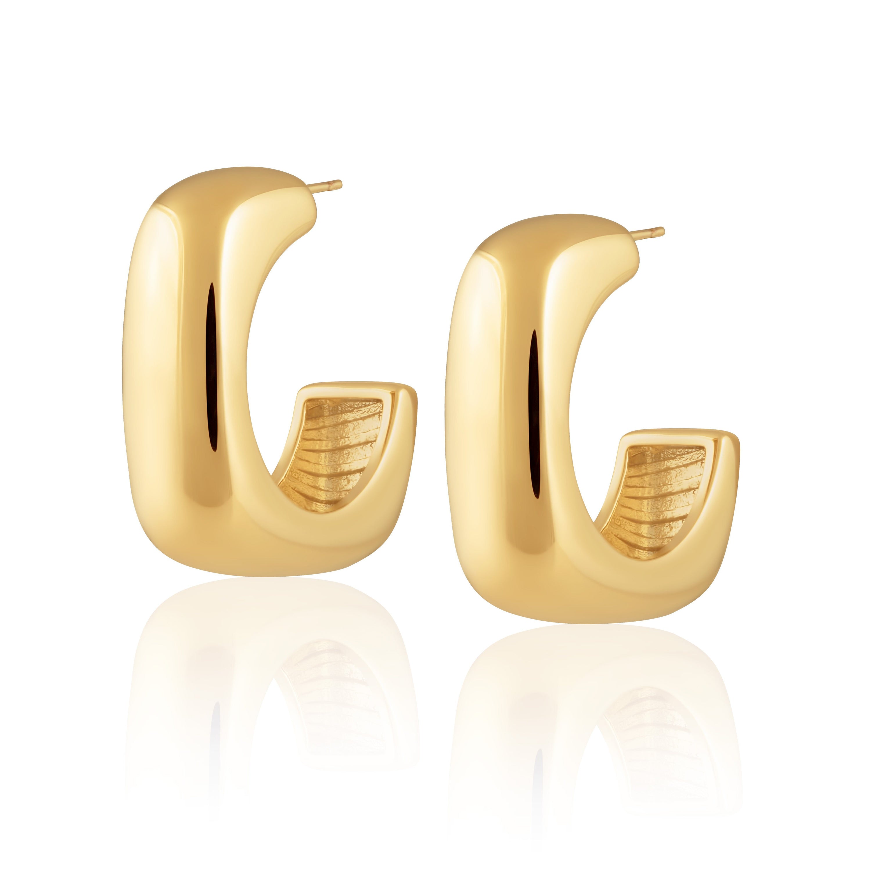 Daria Hoops - 18k gold plated squared hoops, 2 inches in size, perfect for stylish and comfortable wear.