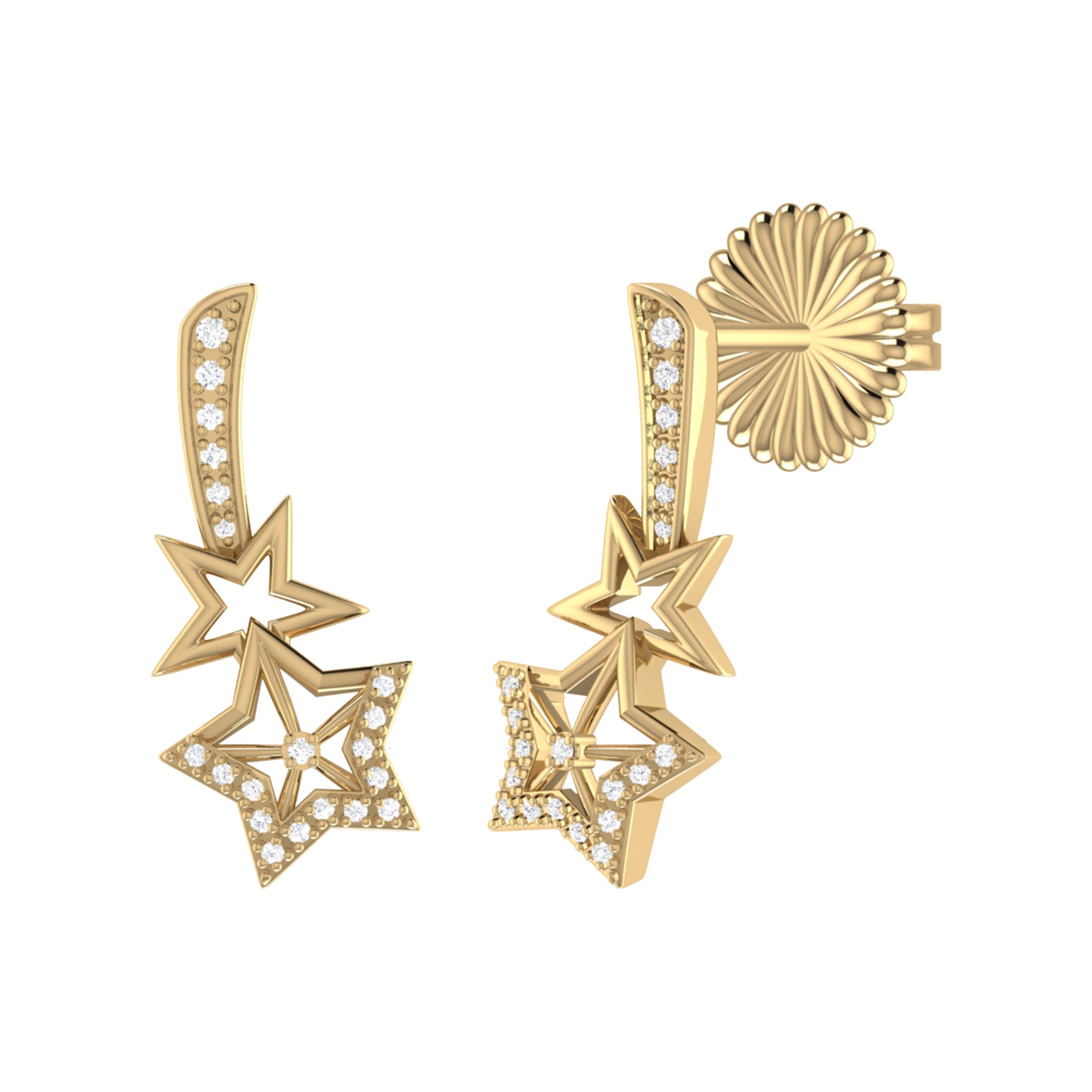 Dazzle Duo Diamond Ear Climbers in 14K Gold Vermeil on Sterling Silver, featuring sparkling diamonds and elegant design.