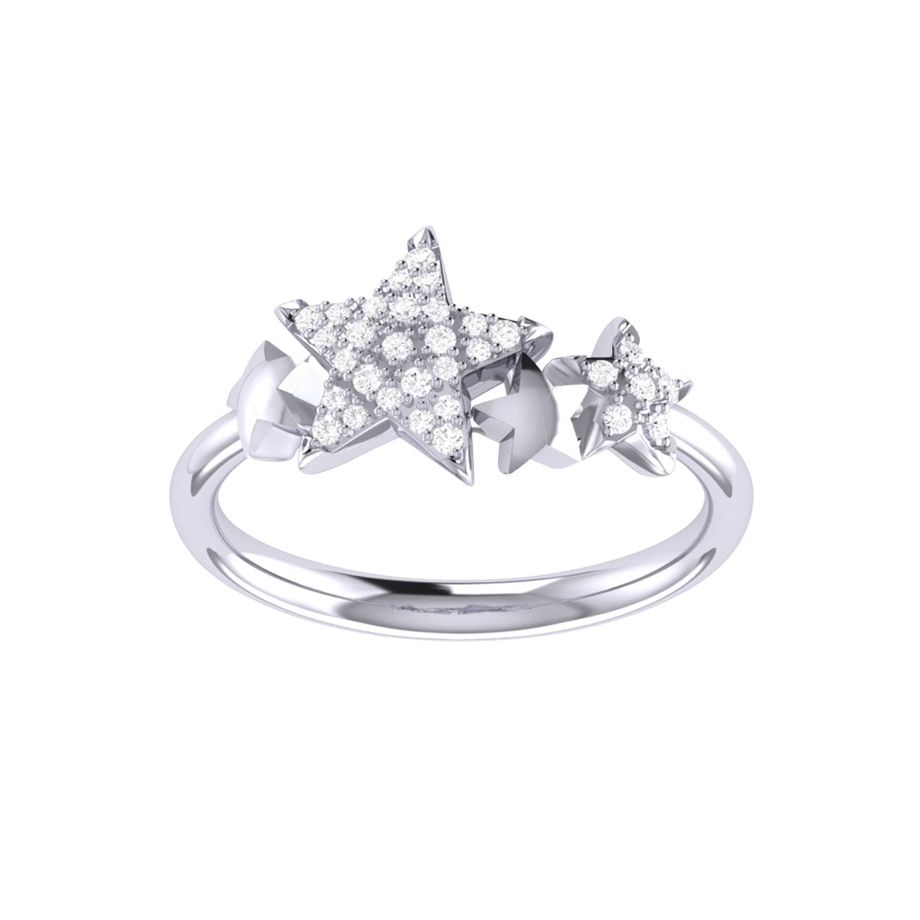 Dazzling Star Cluster Diamond Ring in Sterling Silver featuring natural diamonds in a micro pave setting.