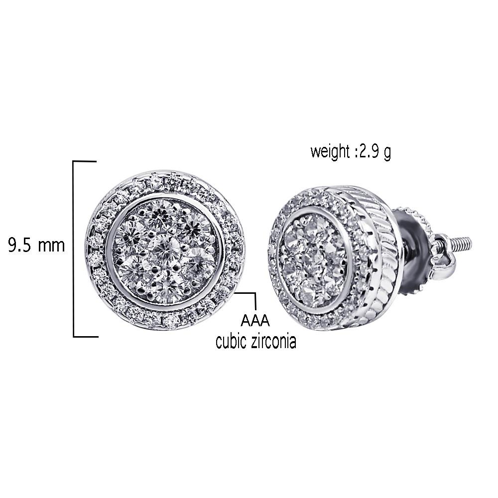 DEBONAIR Screw Back Earrings in 925 sterling silver with cubic zircon stones, showcasing a modern design.