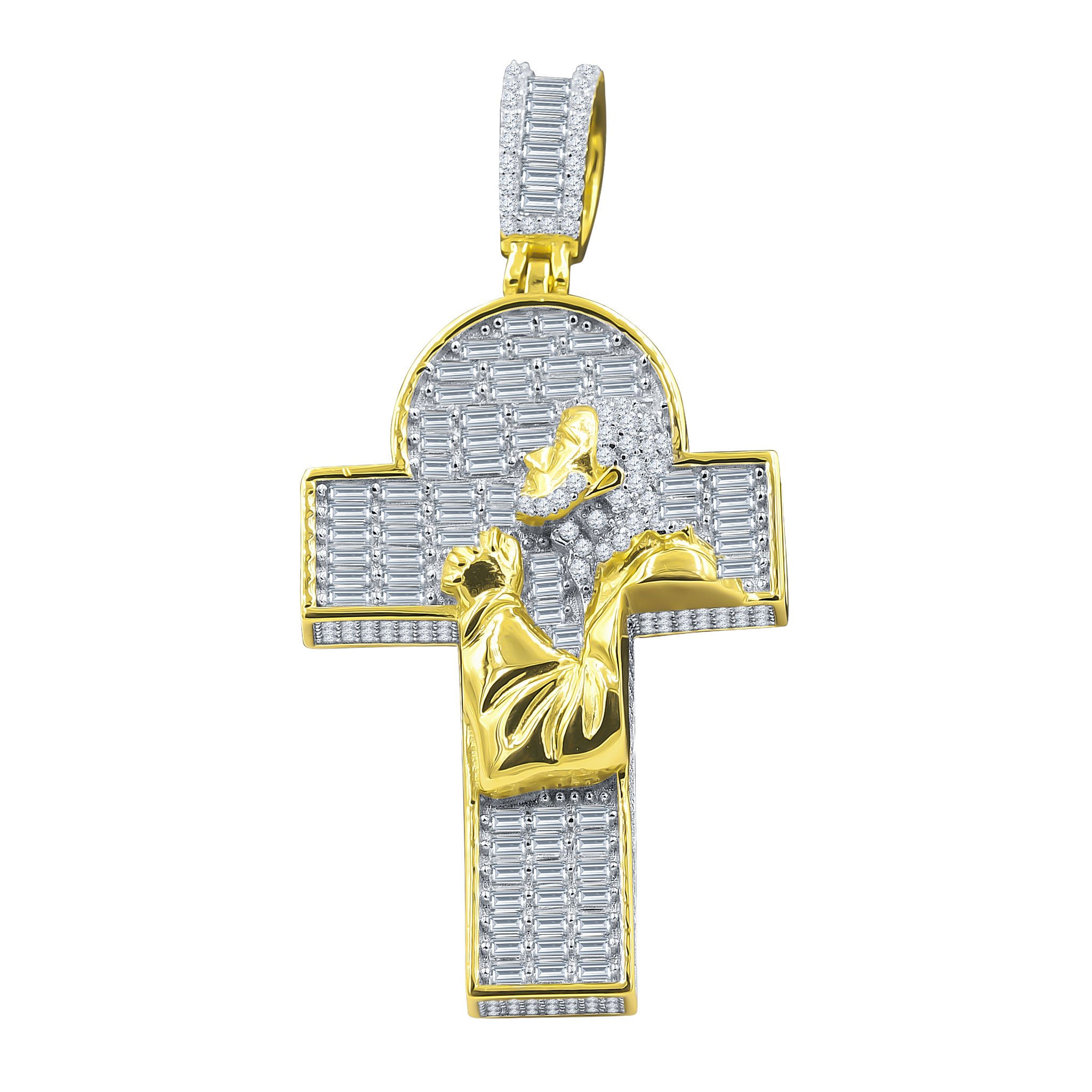 DEIFORM LOCKET I 9217232 cross pendant made of 925 sterling silver, adorned with sparkling cubic zircon stones, showcasing elegant craftsmanship.