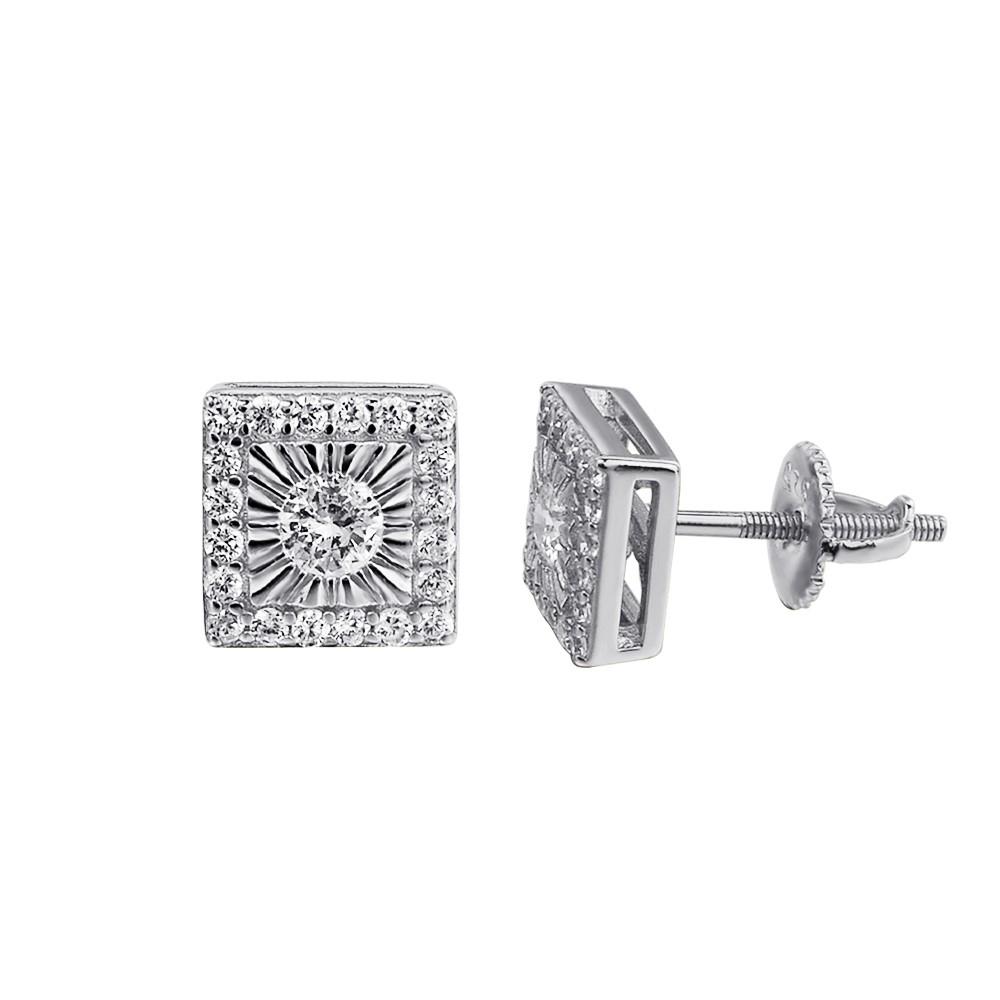 DELECTABLE Screw Back Earrings featuring 925 Sterling Silver and sparkling Cubic Zircon stones, elegantly designed for a luxurious look.