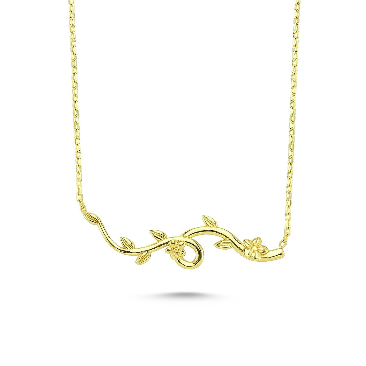 Delicate Ivy Branch Necklace in Silver, featuring a handmade 925 Sterling Silver design with an elegant ivy branch pendant.