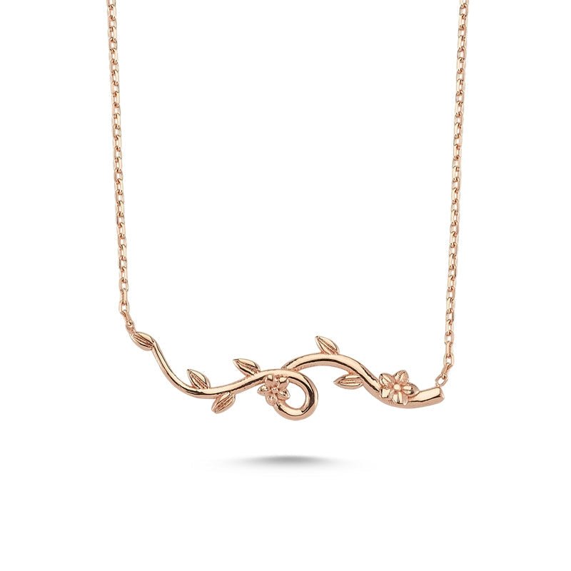 Delicate Ivy Branch Necklace in Silver, featuring a handmade 925 Sterling Silver design with an elegant ivy branch pendant.