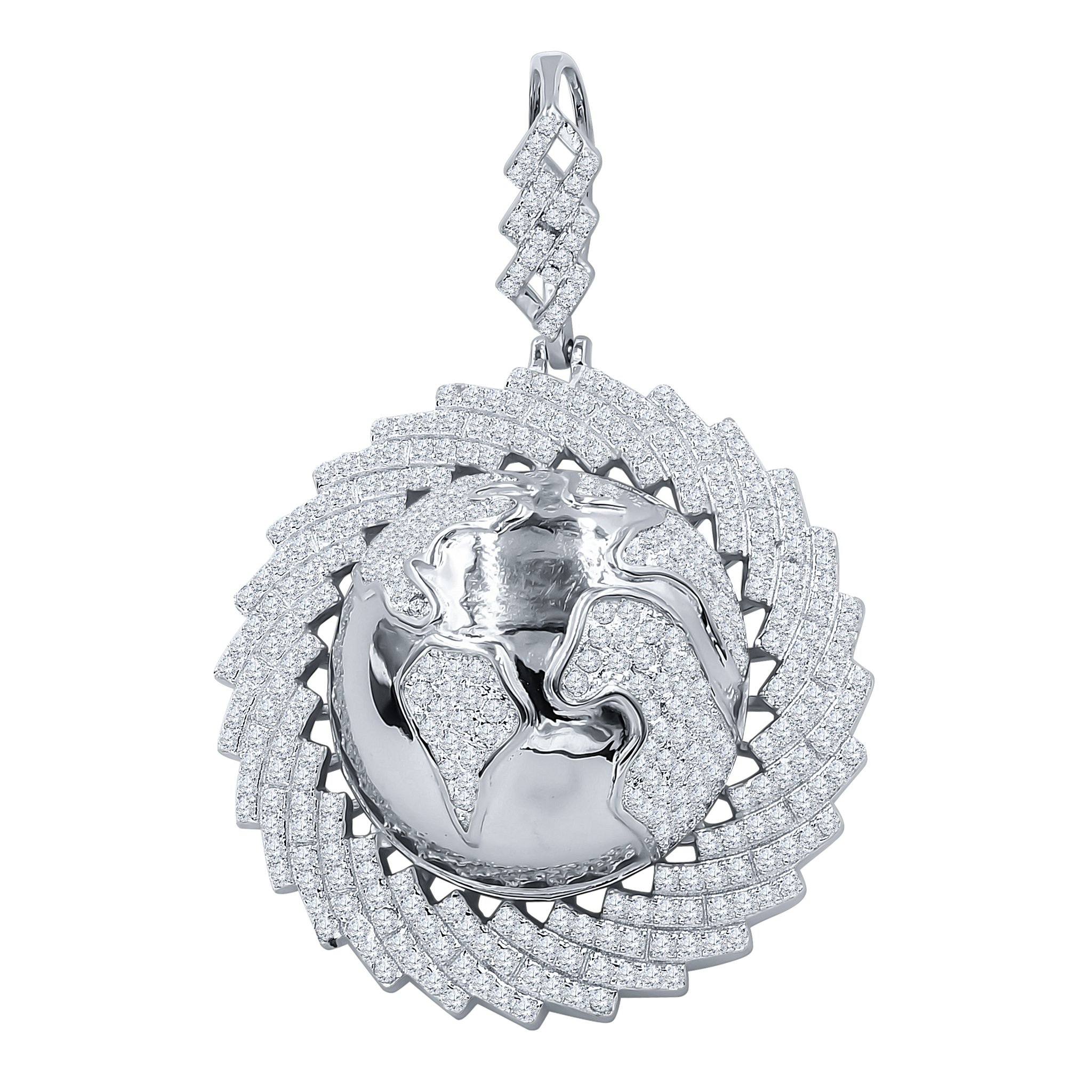 DELPHIC Silver Pendant featuring intricate twisted patterns and cubic zircon stones, showcasing elegance and craftsmanship.