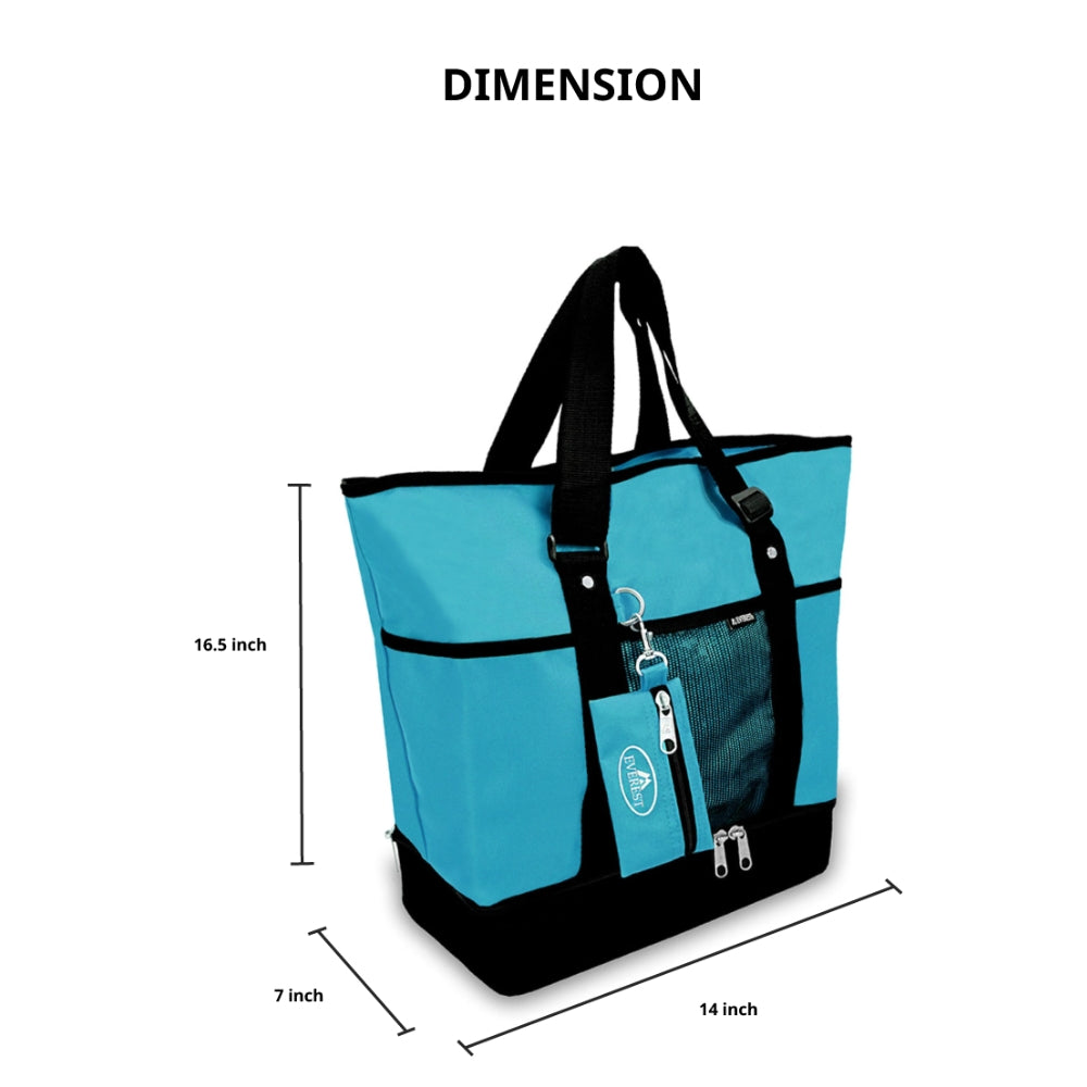 Deluxe Shopping Tote in trendy colors with zippered compartments and adjustable straps, perfect for shopping.