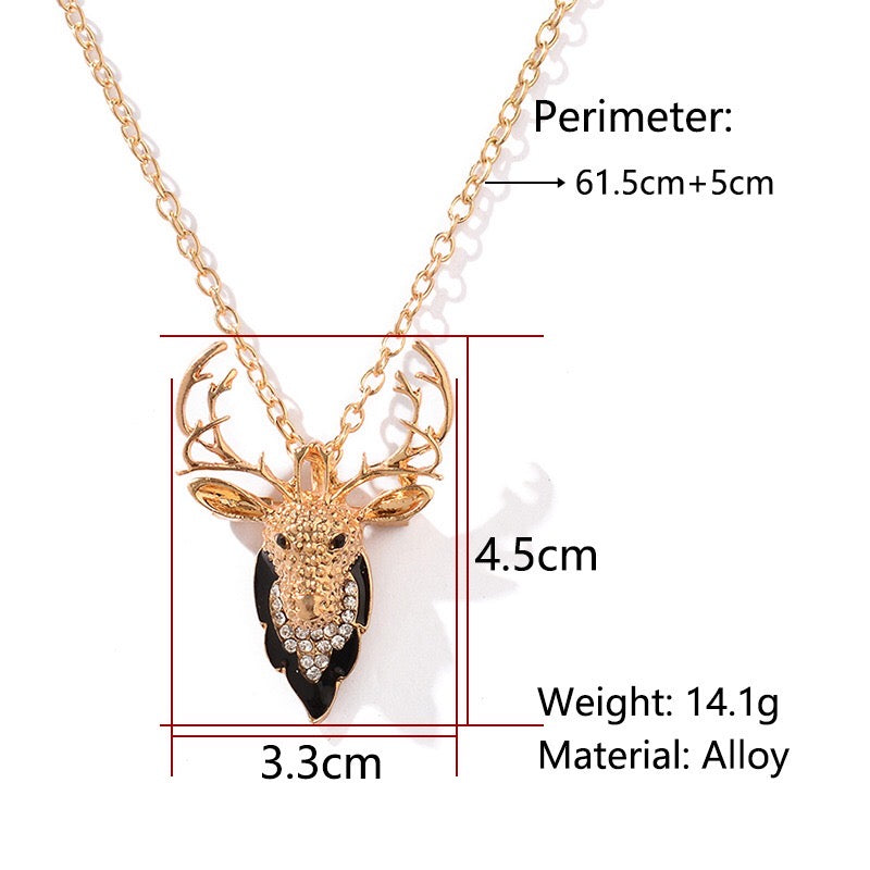 Elegant Deer dual-use brooch necklace made of alloy and rhinestones, showcasing its versatility as both a necklace and a brooch.