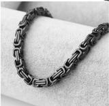 DEVIOUS Steel 8x8MM Byzantine Link Bundle featuring a 24-inch chain and 8.75-inch bracelet in various elegant platings.